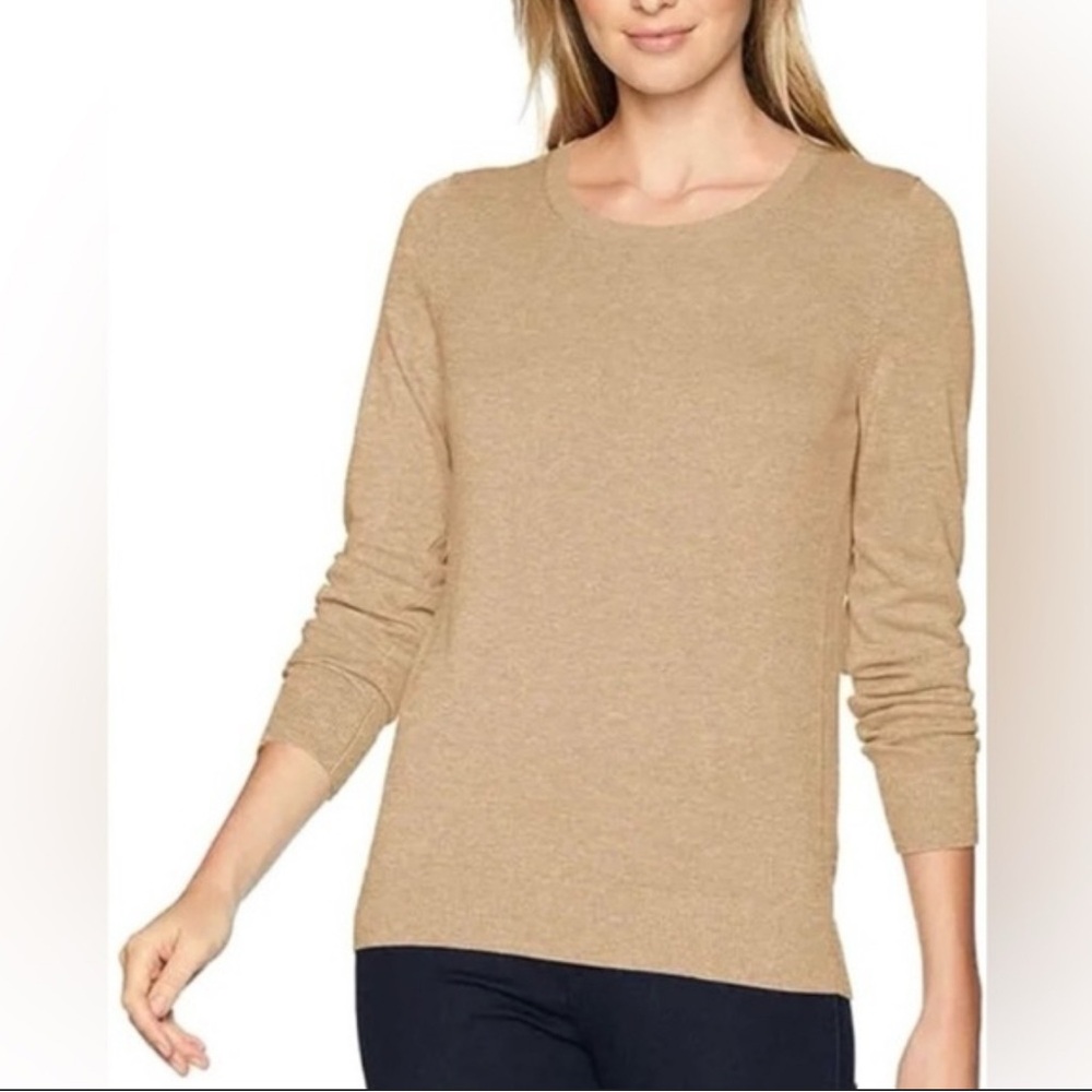 Katherine Barclay Classic Camel Crew Neck Sweater